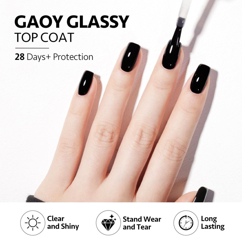 GAOY No Wipe Gel Top Coat - 2 Pcs 16ml High Gloss Finish for UV Light Cure Nail Polish