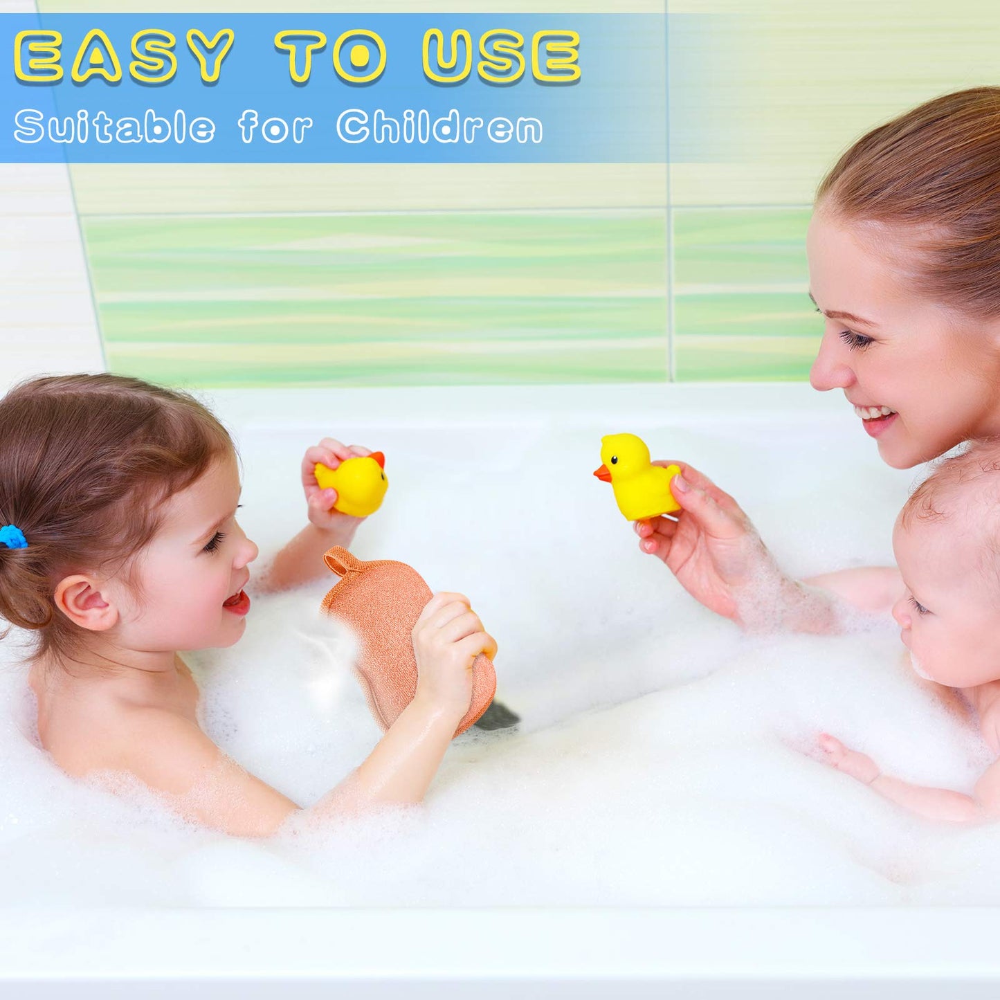 Tatuo 4 Pieces Baby Bath Sponge Cotton Baby Sponge Toddler Soft and Absorbent Loofah for Kids Babies Men Women(Red, Purple, Green, Orange)