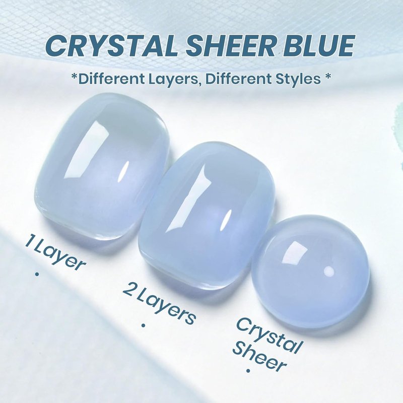 Beetles Blue Jelly Gel Nail Polish - Translucent Blue Soak Off UV Gel | 15ML for Spring Nail Art & DIY Manicure