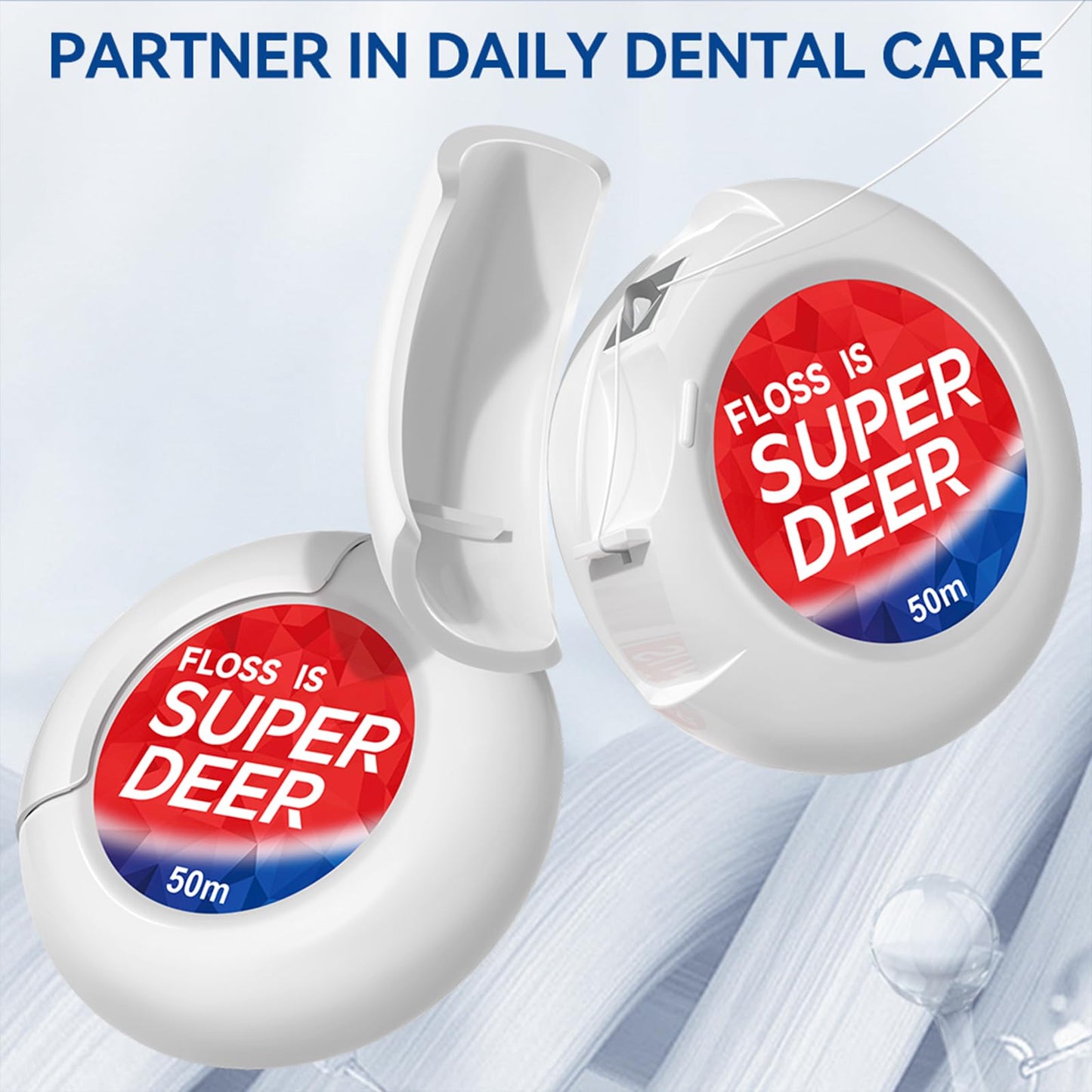 Super Deer Waxed Dental Floss, Plaque Remover for Teeth, Shred Resistant, Floss Slides Smoothly, Easy to Use, Waxed, Deep Cleaning Teeth, Oral Care, for Adults & Kids, 6 Pack, 55 yd