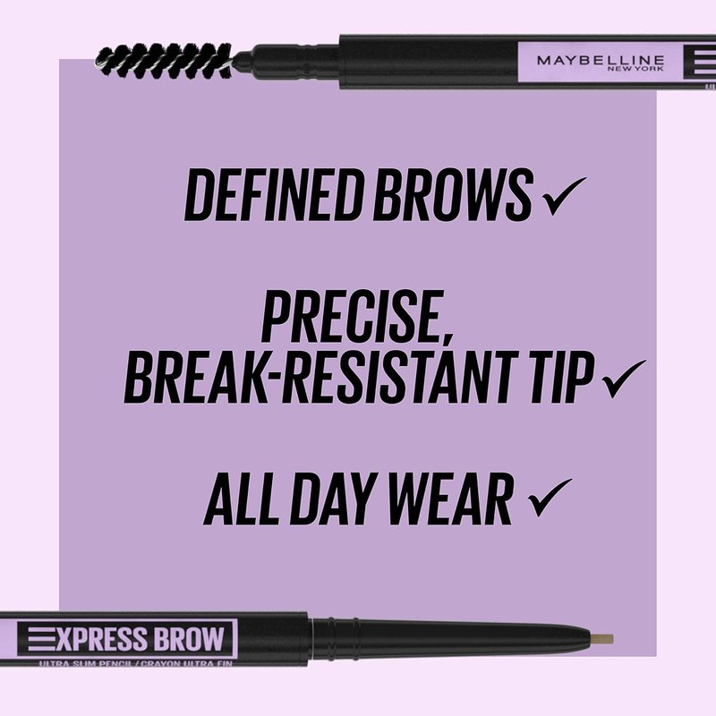 Maybelline Brow Ultra Slim Defining Eyebrow Pencil - Light Blonde | 1.55mm Tip & Blending Spoolie for Precision