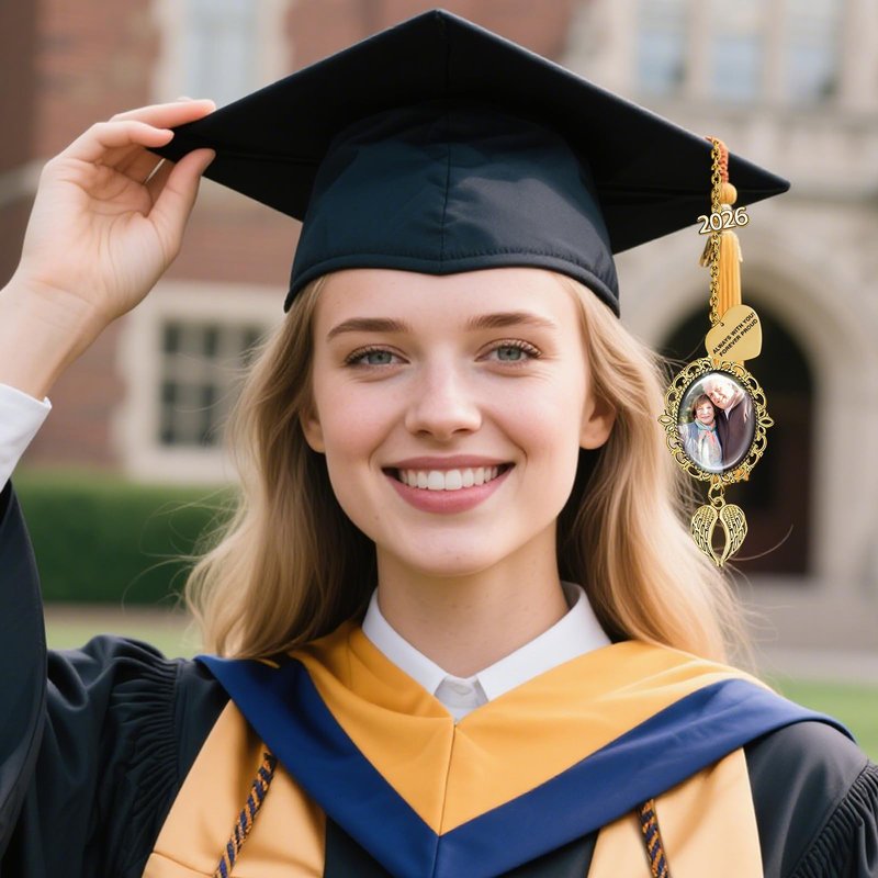 Dyoart Custom Photo Grad Cap Tassel Charms, Memorial Gifts for Class of 2026 Gown Ceremony, Personalized Graduation Cap Decorations Gifts for Grads Him Her