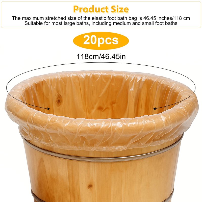 20 Pcs Transparent Disposable Pedicure Liners, Unbreakable Foot Pads for Foot Spa and Pedicure, One Size Fits Most with Elastic Band for Hotel, Home Use, Cleanliness and Hygiene in Pedicure Treatments