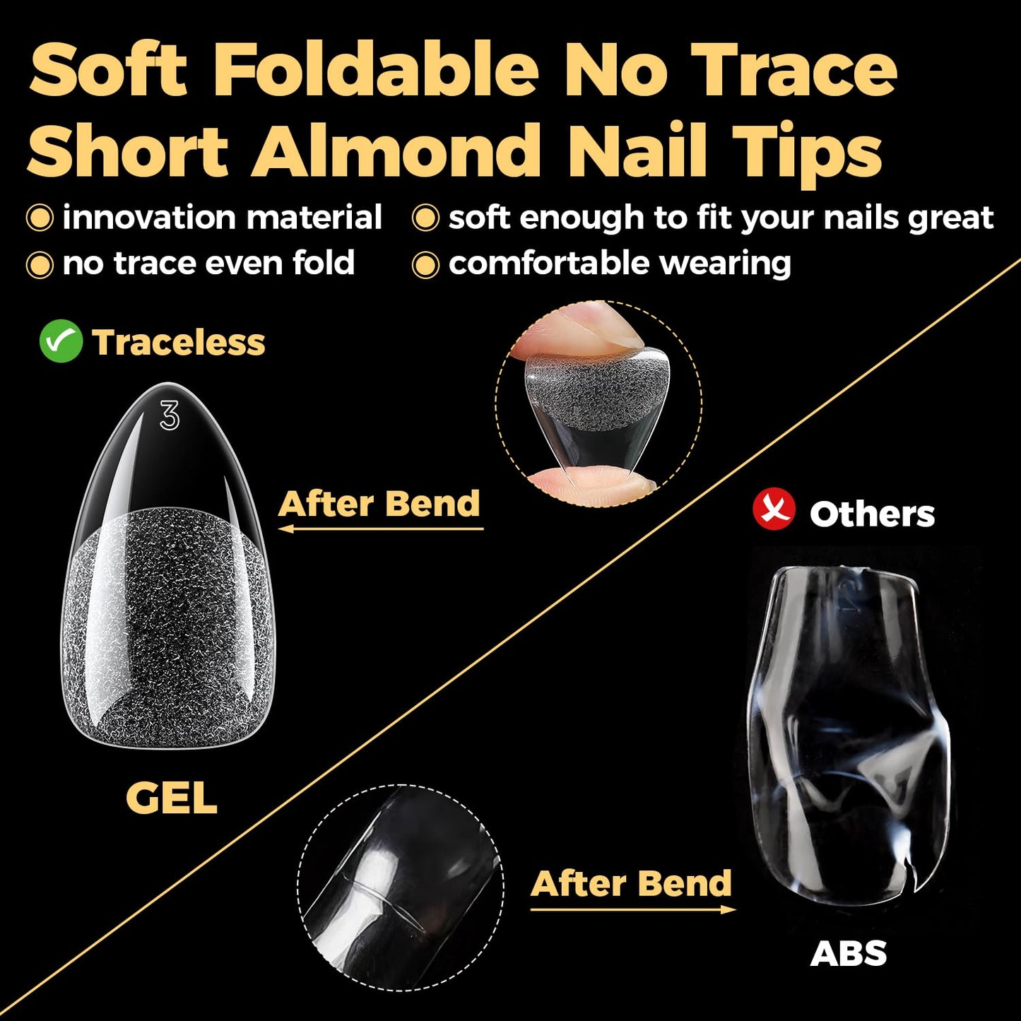 UNA GELLA Almond Nail Tips - 240 Pcs Pre-Shaped Short Gel Fake Nails | Full Cover, Soft & Easy DIY