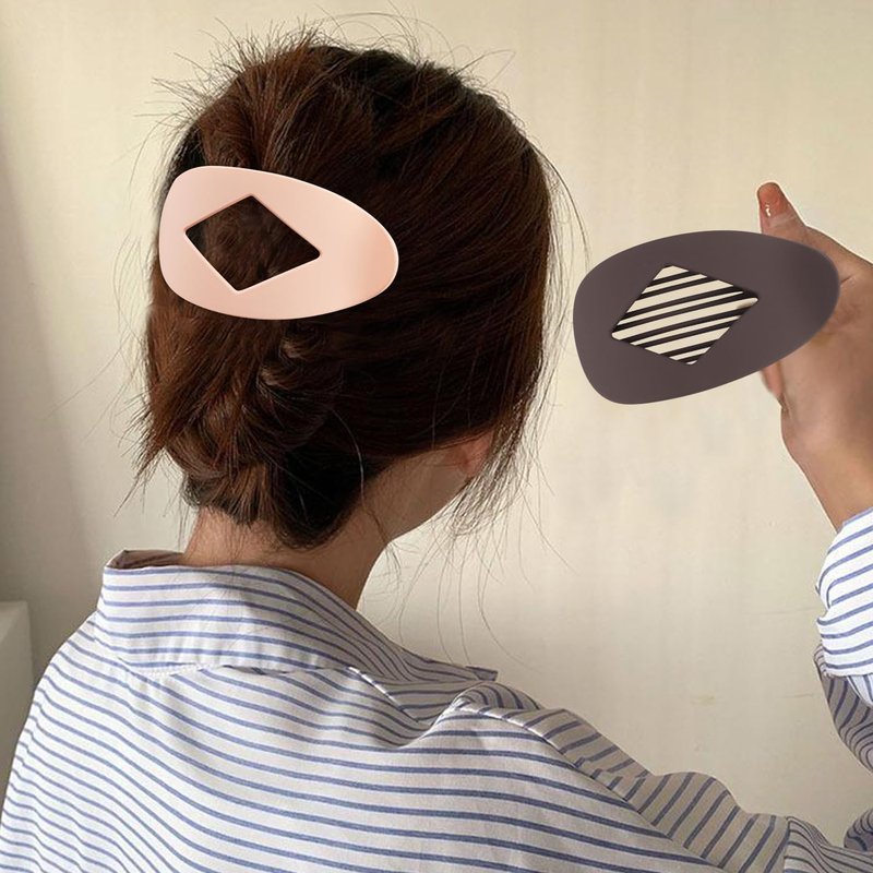 Atoden Large Flat Round Hair Clips Oval Claw Clips for Thick Medium Thin Hair 6Pcs Non Slip Strong Hold Barrettes Duckbill Accessories for Women Girls Matte Solid Neutral Color