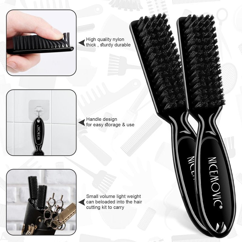 NICEMOVIC Hair Cutting Barber Cape with Neck Duster Brush and Barber Brush, Professional Barber Accessories Cleaning Supplies for Salon Haircut Styling (Black)
