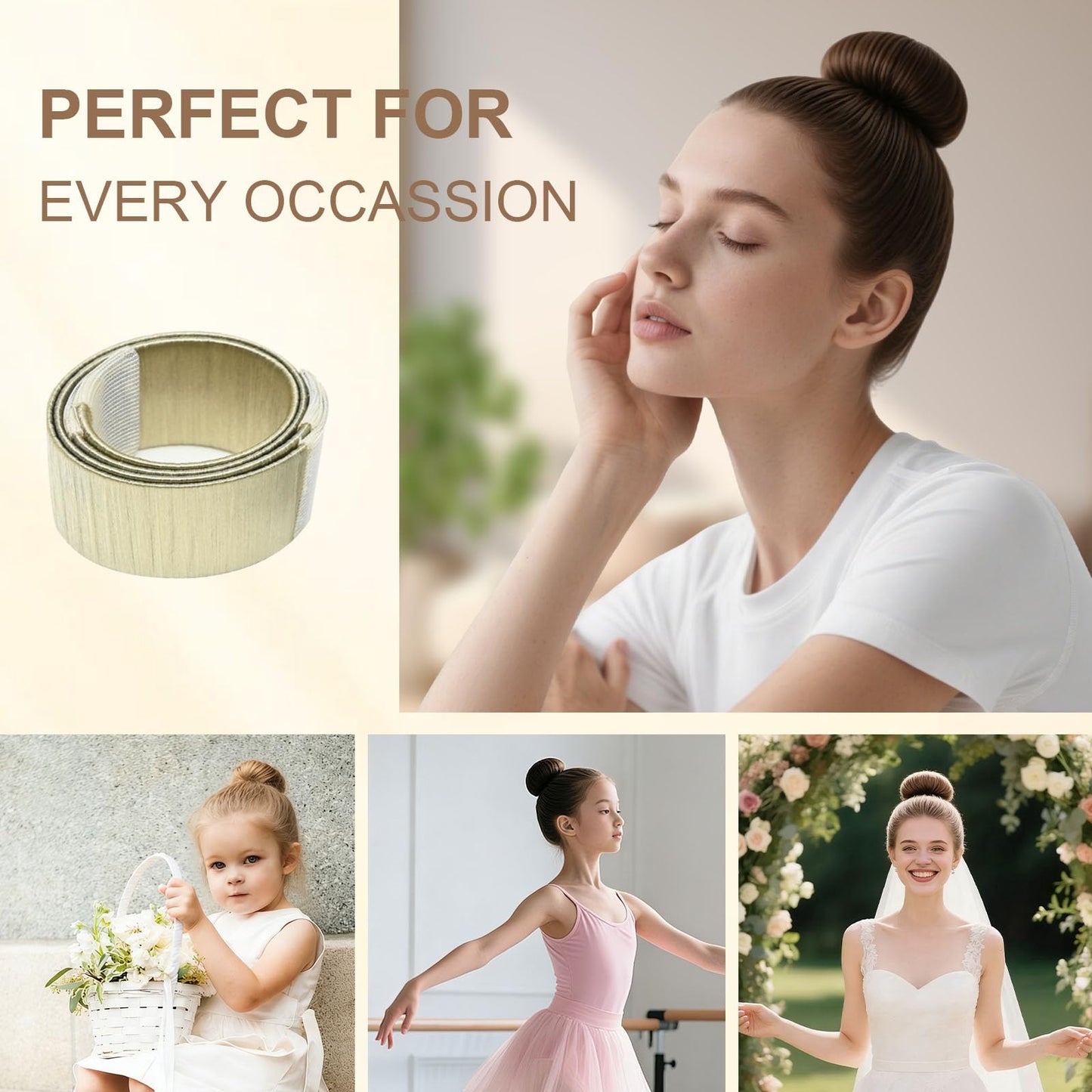 YANVIPERISK Hair Bun Maker 4 Pcs, Magic Donut for Kids & Women | DIY Shaper for Easy Ballerina Hairstyles | Donuts for Long Hair