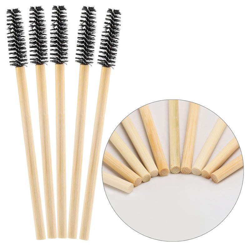 Disposable Mascara Wands - Eyelash Brush Spoolies for Extensions | Black Bamboo Sticks (300 Count)