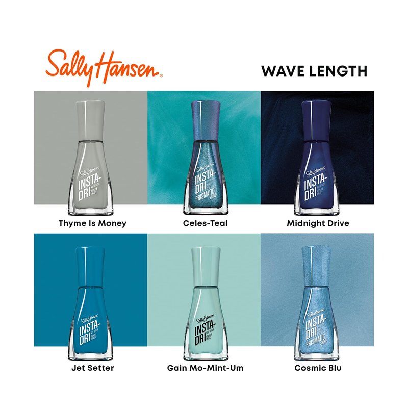 Sally Hansen Insta-Dri Nail Polish | Quick Dry, Long Lasting, Streak-Free Shine | Opaque, Shiny | 510 Gain Mo-Mint-Um | Cool Mint Blue Nail Color.