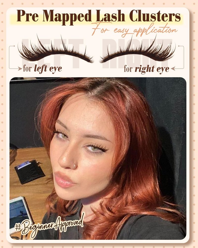 Brown Lash Clusters Pre-Mapped Eyelash Clusters Cat Eye Cluster Eyelash Extensions Fairy Wispy Cluster Lashes CC Curly Wet Look Individual Lashes Extensions 144Pcs 6-14MM Fox Eye Lashes Clusters