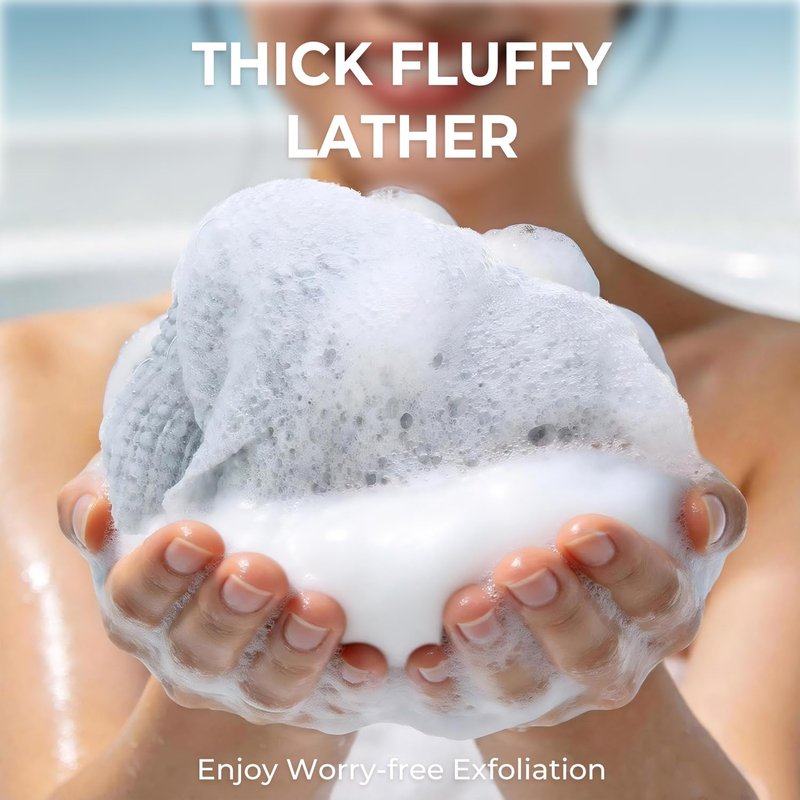 LEICHTEN Grey Intense Exfoliating Washcloth Body Scrubber, Quick Drying Japanese & Korean Exfoliating Cloth, Extra Long Back Exfoliator for Shower, Ideal for Men Women Daily Heavy Duty Deep Cleansing