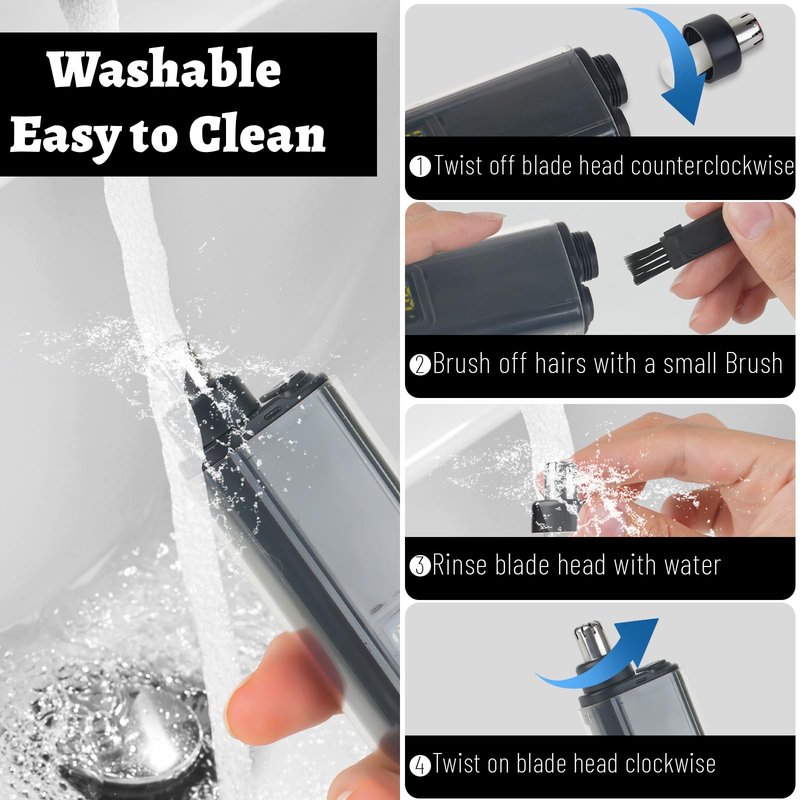 Mendaping Nose and Ear Hair Trimmer for Men, 2025 Nose Hair Trimmer Clipper with LED Display for Women, Professional IPX7 Waterproof Dual Edge Blades Nasal Trimmer Clippers for Travel