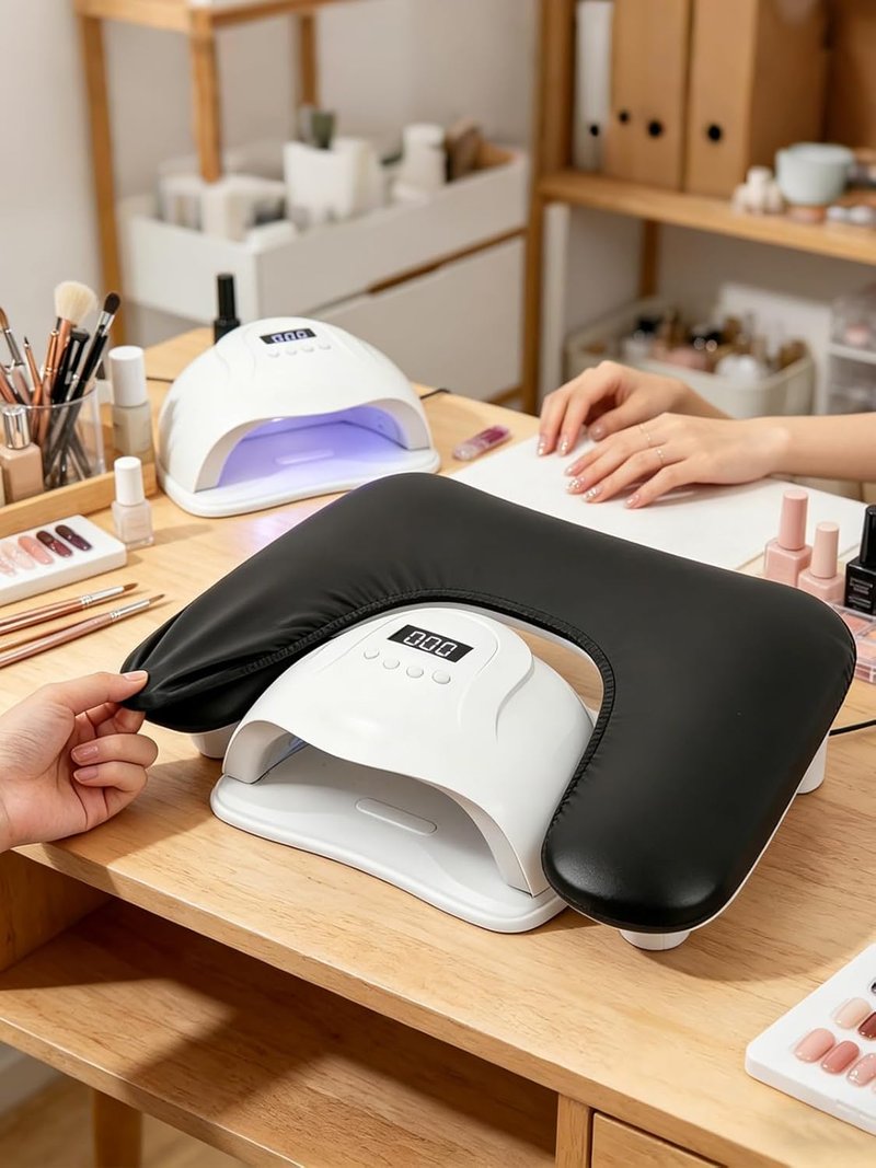 Nail Arm Rest Covers - Set of 2 Premium PU Leather Protectors | Waterproof Black for U-Shaped Manicure