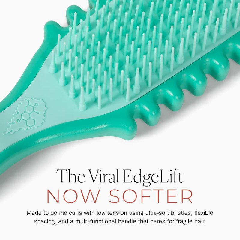 Bounce Curl EdgeLift Brush for Curly Hair - Gentle Detangling & Styling Tool with Soft Bristles | Teal