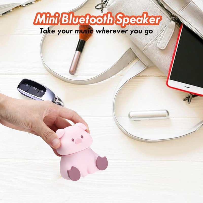 Portable Mini Cartoon Bluetooth Speaker with Phone Holder Mini Animal Cute Kids Wiressless Speaker Built-in Mic, Hands-Free Call for Home Trip Gift (Black-Cat)