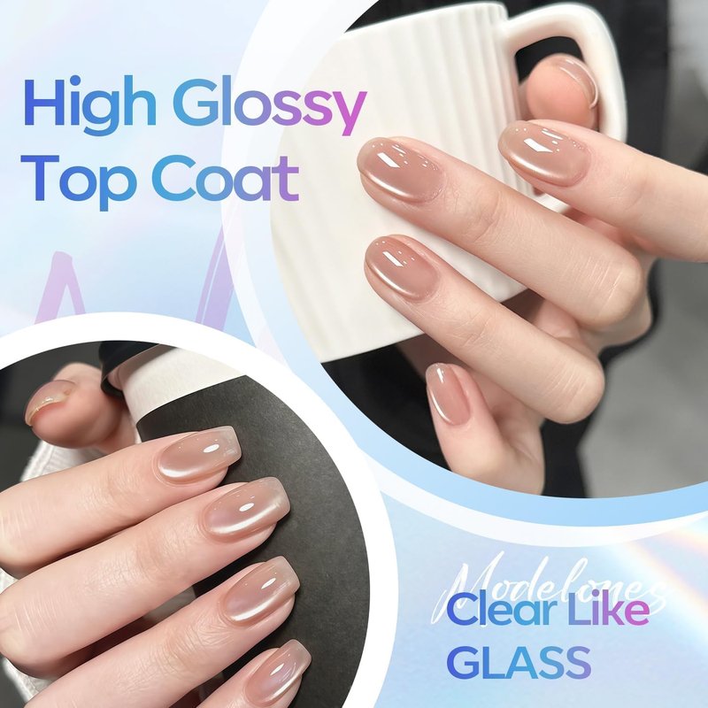 Modelones Gel Top Coat - 15ml No Wipe High Gloss Nail Polish for Long-Lasting Shine | Perfect for DIY Manicures