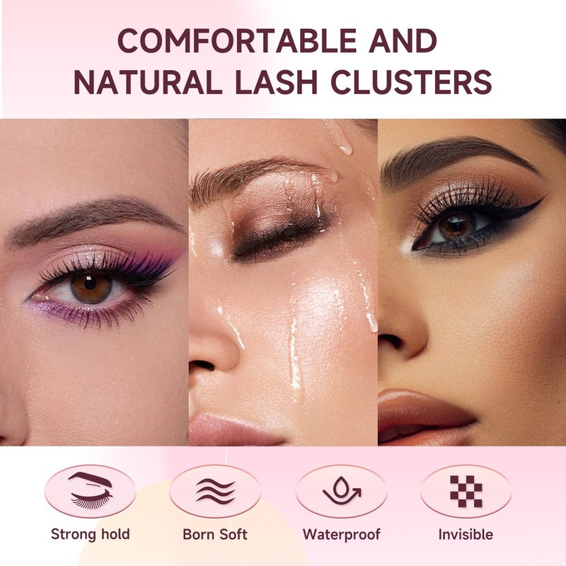 DIY Lash Clusters Kit, 640 Pcs Lash Extension Kit 9-16mm Individual Lashes D Curl Fluffy Wispy False Eyelashes with Lash Bond and Seal, Lash Tweezers for Self Use (30D&40D&50D&60D, 0.07D, 9-16mm, Kit)