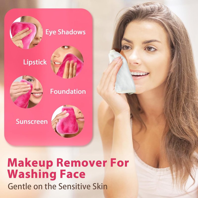 Makeup Remover Cloths - Reusable Microfiber Face Towels for Easy Makeup Removal | 6" x 6", 12 Pack