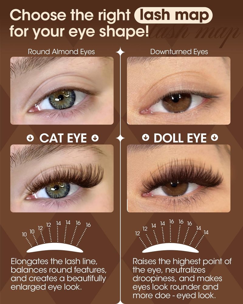 Brown Lash Clusters Fluffy Eyelash Clusters Wispy Cluster Lashes Dark Brown Cluster Eyelash Extensions Volume Individual Lashes 50D Lash Extension 10-16MM D Curly DIY Eyelash Extension by Lvmixwig