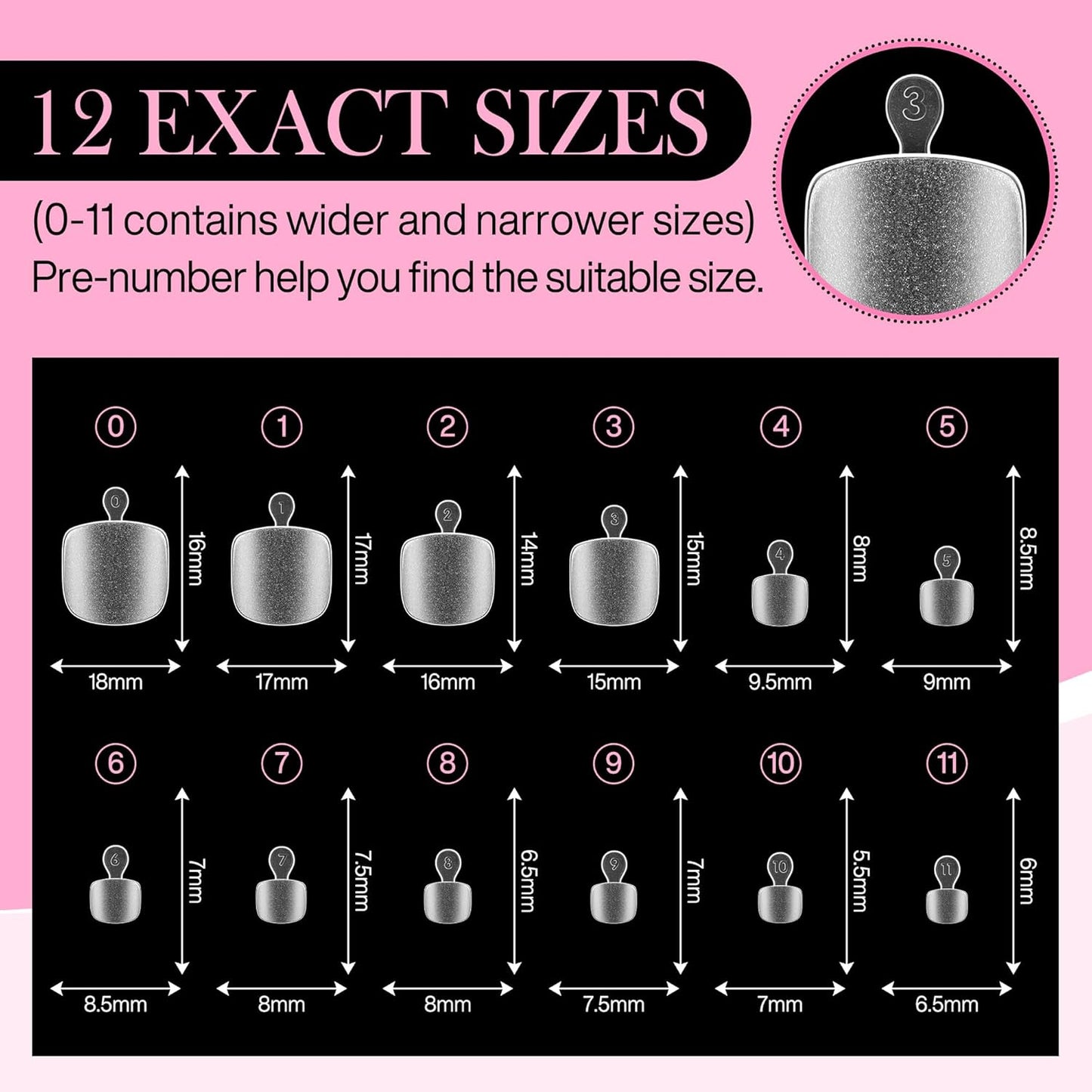 Skiennix Square Toe Nail Tips - 240pcs Matte Press-On Toenails | 12 Sizes for DIY Nail Extensions