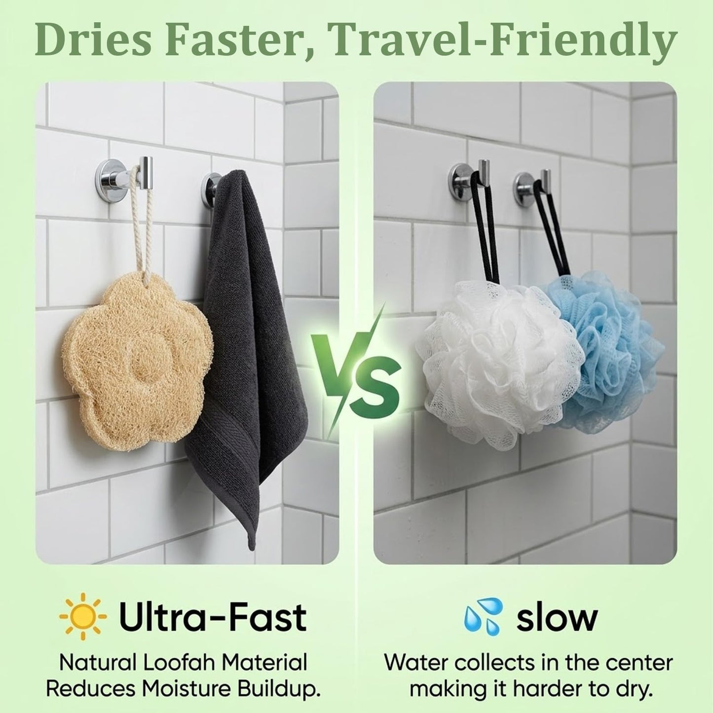 Hadnves Travel Loofah Exfoliating Body Scrubber Mini Natural Loofah Sponge Shower Exfoliator for Men Women Gentle Cleansing for Face and Body Quick-Drying Rich Foam Includes Storage Bag (2)