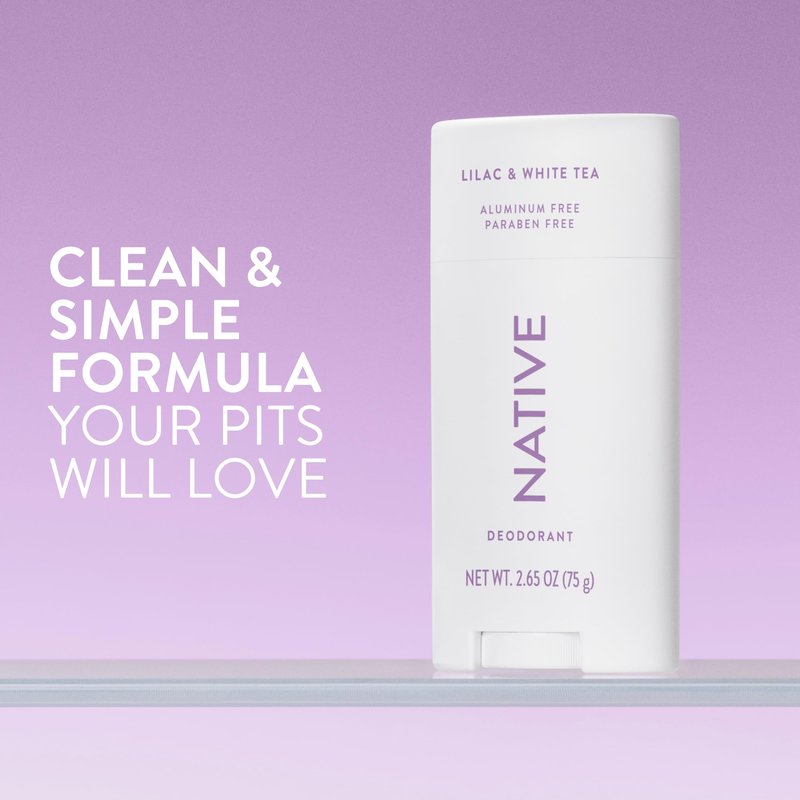 Native Deodorant Contains Naturally Derived Ingredients, 72 Hour Odor Control, Deodorant for Women and Men, Aluminum Free, Lilac & White Tea 2.65oz