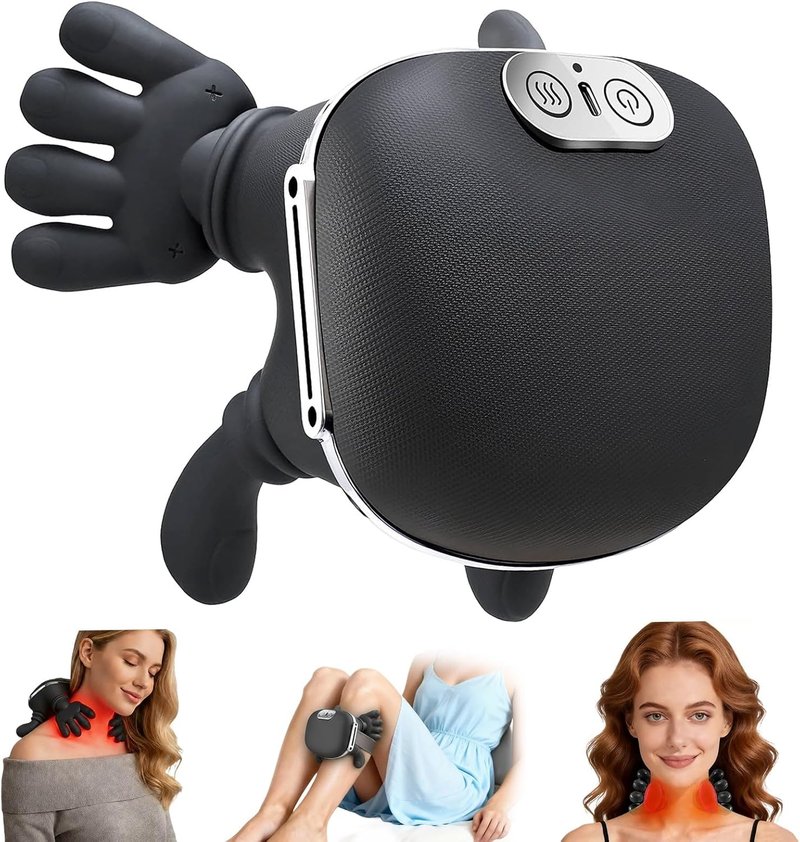 4D Bionic Heated Neck Massager - Real Palm Massage Simulation, 3 Intensity Levels | Relax Muscle Tension