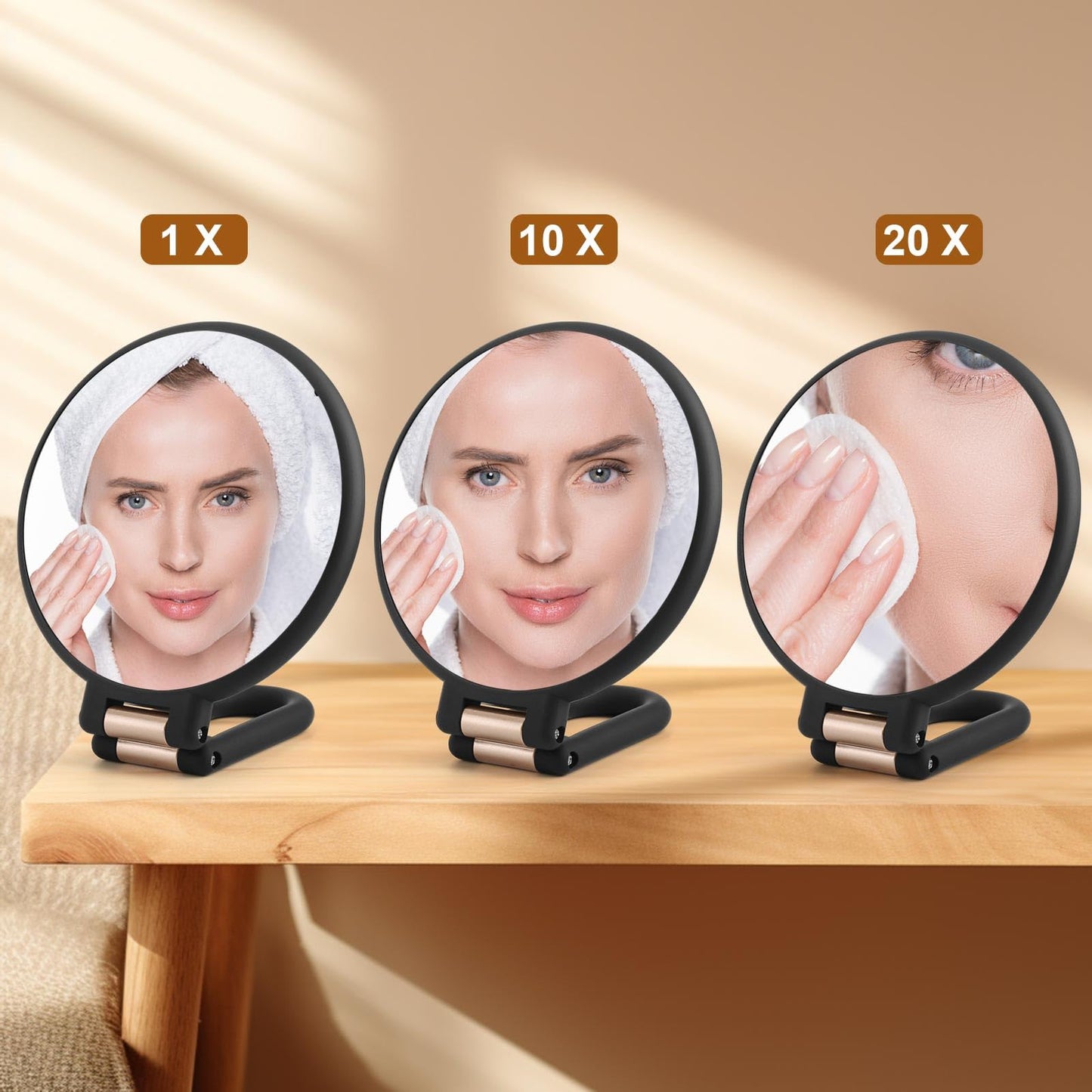 Tbestmax 1X/10X, 1X/20X Magnifying Mirror, Double Side Handheld Mirror Foldable Travel Mirror for Makeup - 2 Pack
