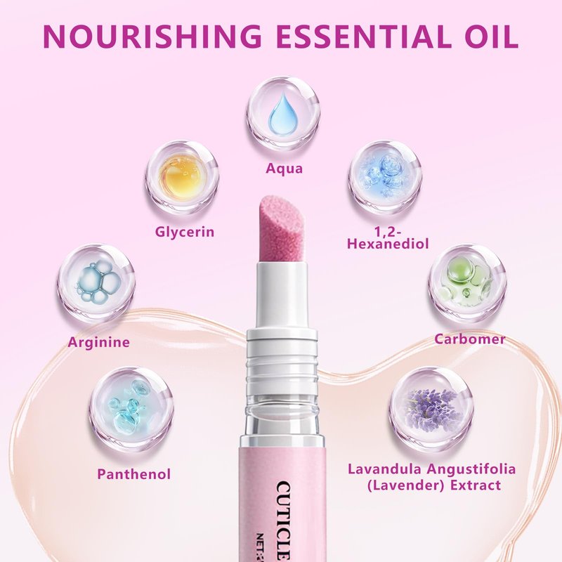 Ceramic Cuticle Oil Pusher Pen - 4-in-1 Cuticle Remover Pen for Nails with Micro-Dosin Oil - Nail Care Buffer Pens for Dry Damaged Nails Hangnails Moisturiz Polish Brighten (1PCS)