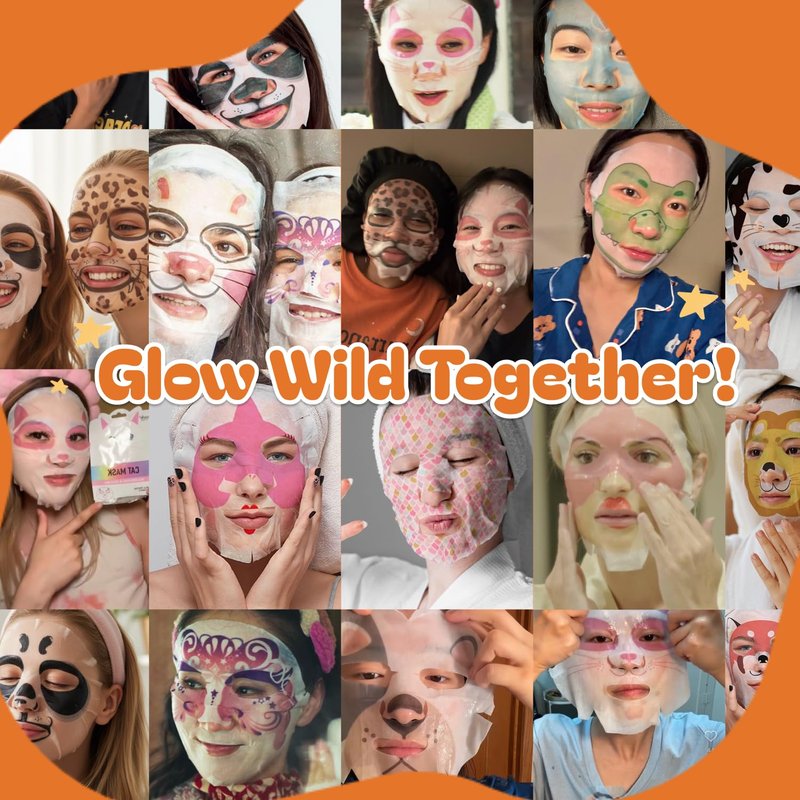 Epielle Character Face Mask Mystical Safari 12 Pack, Fun & Effective Korean Skin Care, Spa Party Favors, Birthday Gifts for Women, Self Care Gifts
