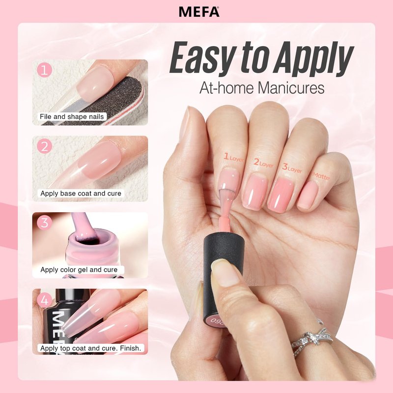 MEFA Jelly Gel Nail Polish Set - 12 Colors Including Valentine's Nude Pink & Milky White | Soak Off DIY Nail Art
