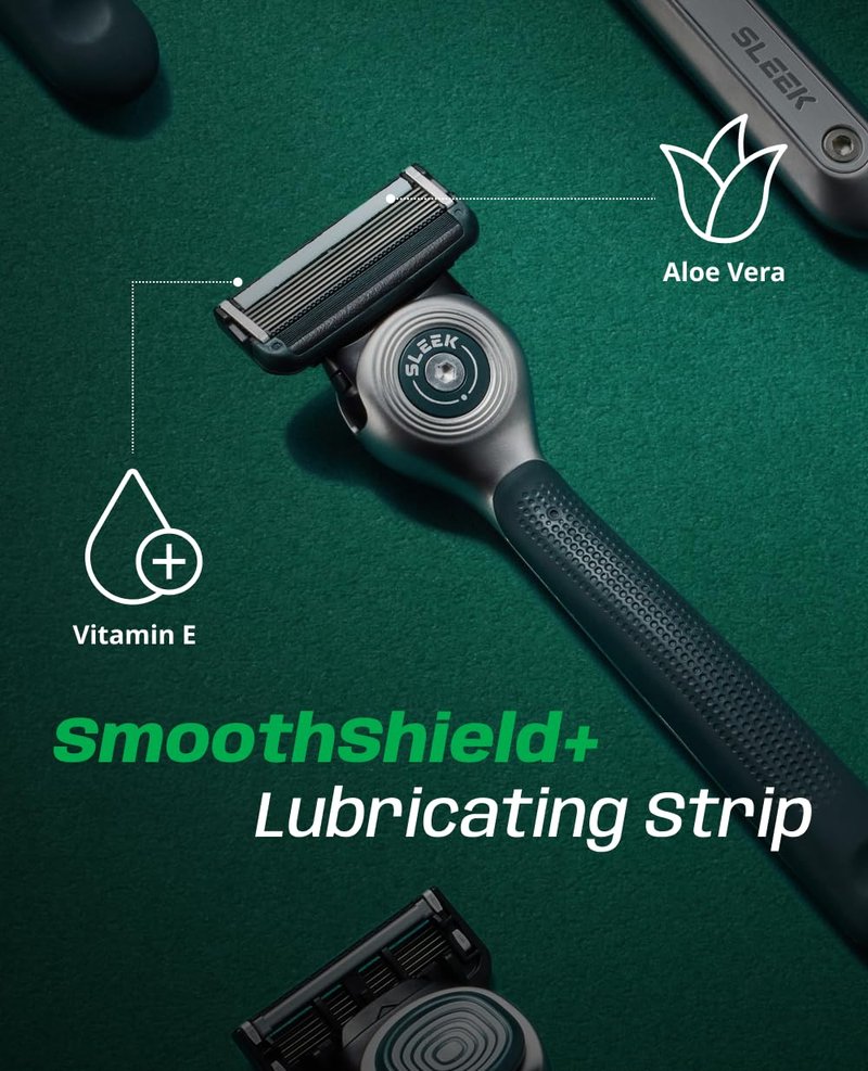 DORCO SLEEK 6 Blade Razor for Men with Multi-Flex Technology for a Smooth & Comfortable Shave | Cartridge Razor for Men, Razor Handle + 2 Cartridges