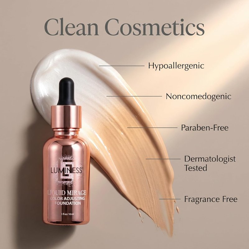 LUMINESS Liquid Mirage Foundation - Color Changing, Hydrating Makeup with Hyaluronic Acid | Fair Shade for Mature Skin