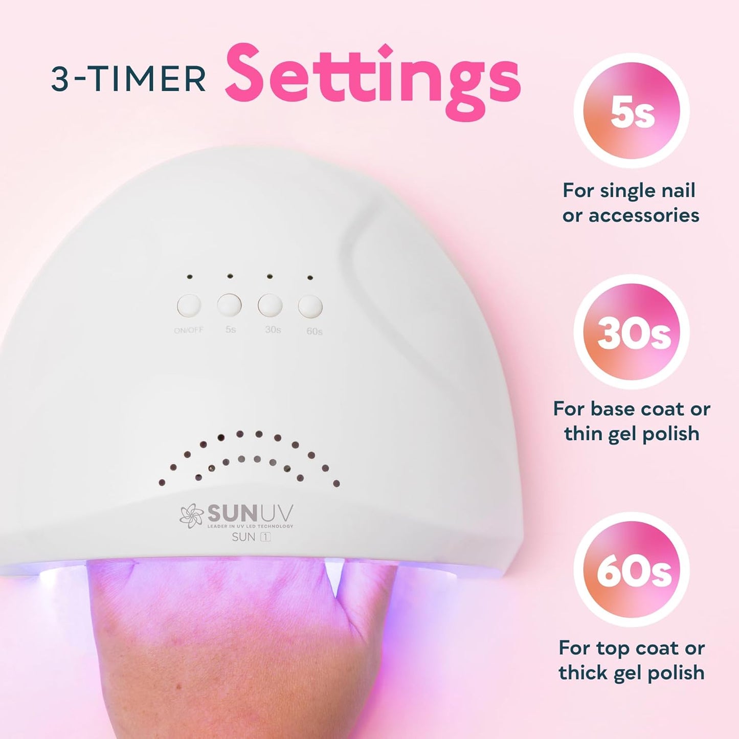 SUNUV UV LED Nail Lamp - Professional Gel Nail Dryer with 3 Timers | Stylish White Design