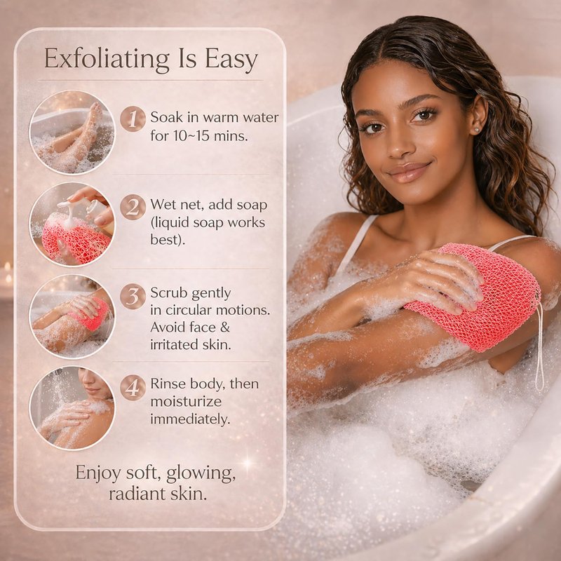 African Net Sponge Authentic, 3 Pcs Real African Exfoliating Net Sponge with Knots for Daily Shower Stretch Back Scrubber for Women and Men Bath Travel Gift Gym Use (Olive Green+Champagne Gold+Pink)