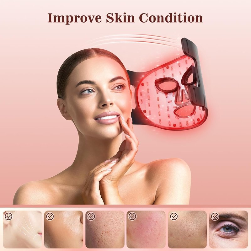 Red Light Therapy Mask - 3 Modes Portable LED Face Mask with Remote | Near-Infrared 850nm, 180 LED Beads