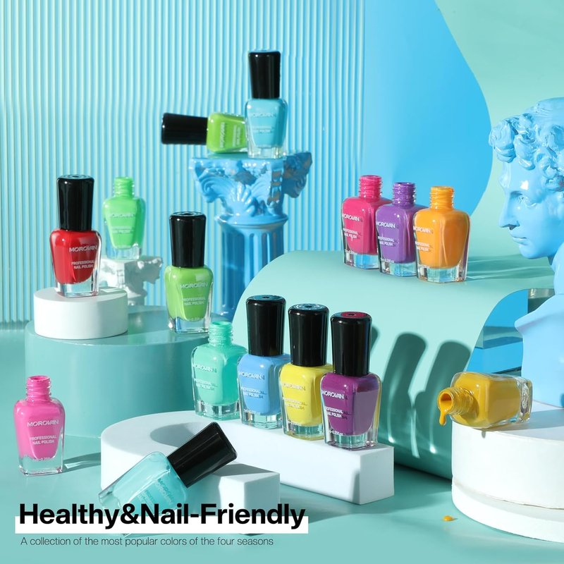 Morovan 15-Color Quick Dry Nail Polish Gift Set - Vibrant 0.27oz Shades for Women