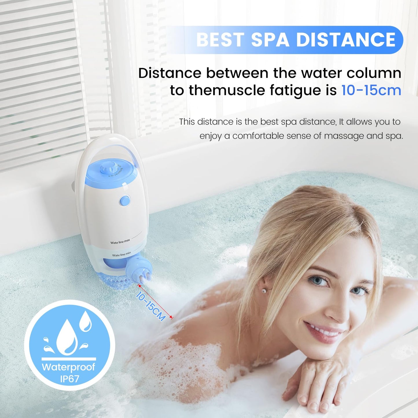 Yeahout Bath Jets for Tub, New Upgraded Portable Bath Jets Spa, Home Spa Bathtub Jets Creates Soothing Bubbles and Massage for Relaxing Daily Use, Bathtub Accessories for Women, Blue