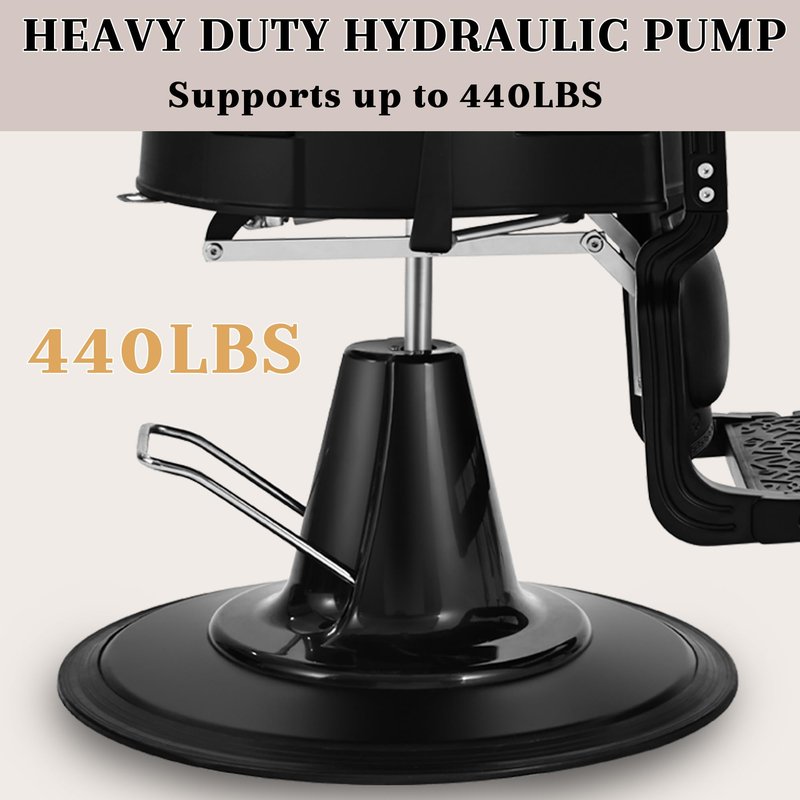 Hicomony Black Barber Chairs for Barbershop, Heavy Duty Hydraulic Reclining Salon Chair for Hair Stylist, All Purpose Beauty Spa Shampoo Tattoo Pedicure Hairdresser Styling