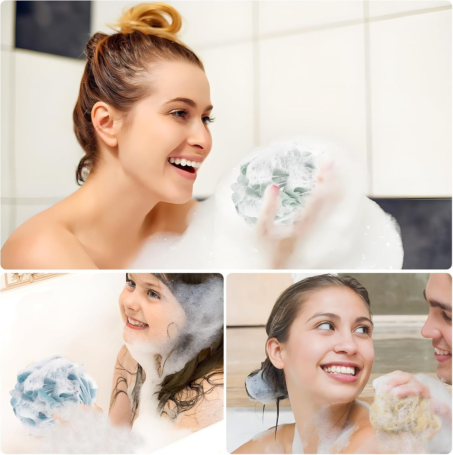 Yoget Shower Loofah Sponges - 4 Pack Exfoliating Bath Sponges for Cleansing & Soothing Skin