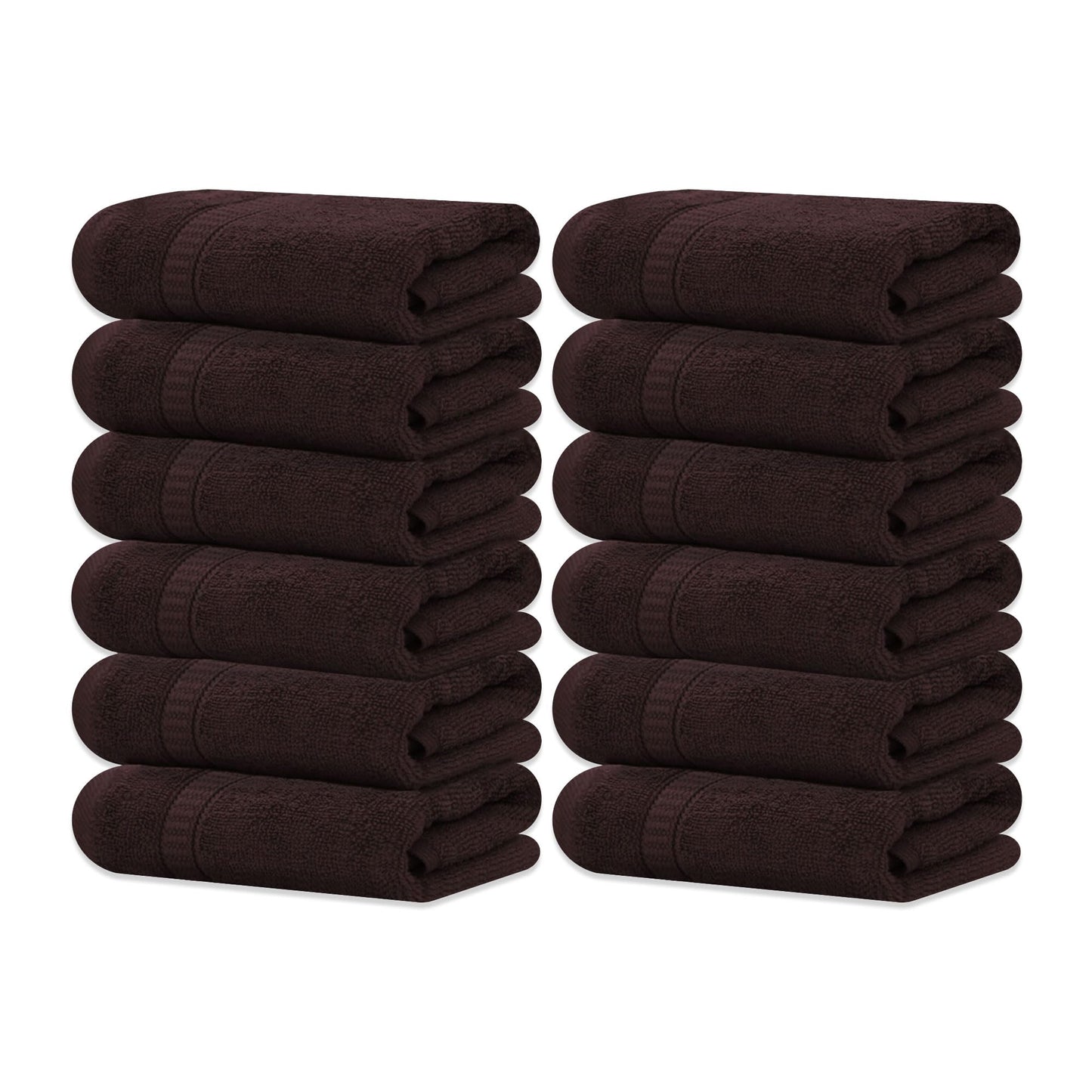 GOLD TEXTILES Luxury Wash Cloths Set of 12, Brown (13x13 Inches) 100% Ring Spun Cotton, Premium Feel with High Absorbancy Ideal Washcloths for Bathroom,Salon, Spa and Gym