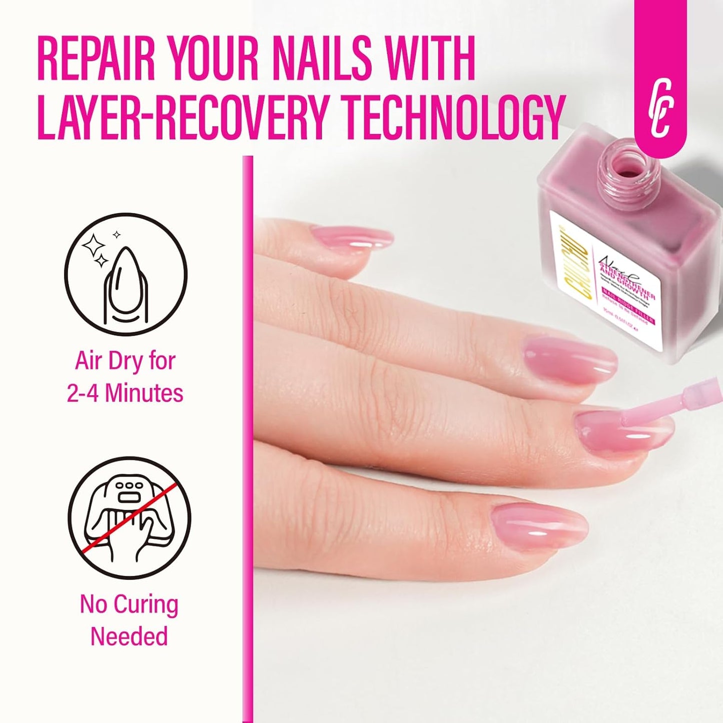 Skiennix Nail Hardener - Extra Strong 8-in-1 Dusty Rose Protein Polish for Weak Nails | 15ml