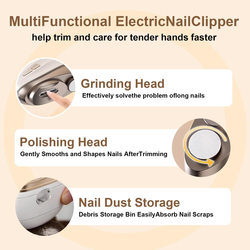 Electric Nail Clipper for Seniors, Adults & Kids, 2 Speed Electric Nail Trimmer for Toenails & Fingernails, Rechargeable Electric Automatic Nail Clipper & Trimmer with Light & Dust Collector (Black)