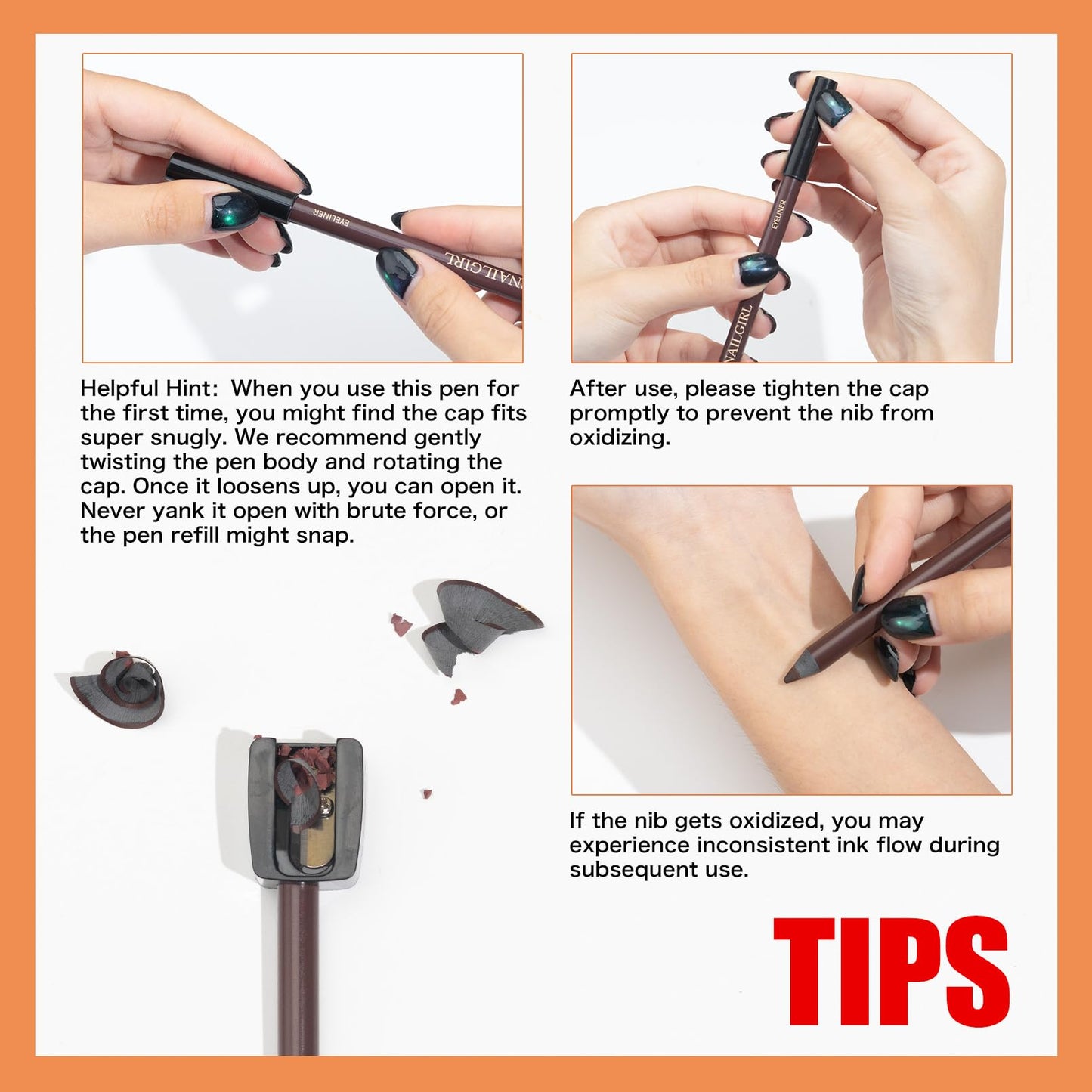 TOSOUATOP 2 IN 1 Eyeliner Pencil【Smudge Proof】【Water Proof】【Long Wearing】，5# BLACK