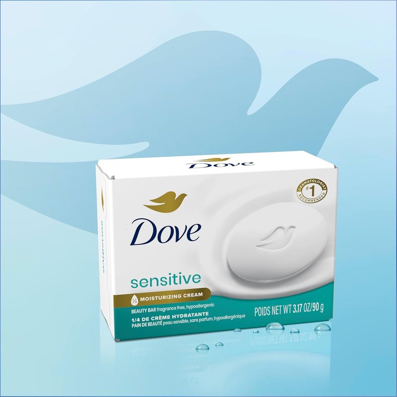 Dove Beauty Bar Soap - Sensitive Skin, Fragrance-Free & Hypoallergenic | 2 Count, 7.5 Ounce