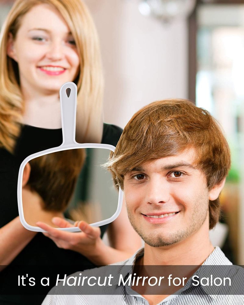 Gladmart Handheld Salon Mirror - Square Design with Handle | 7.4 x 10.3 Inches, Black & White - 2 Pack