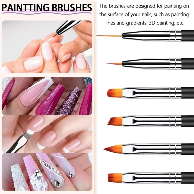 MOLILON French Tip Nail Stamp Set, Clear Silicone Nails Stamping Jelly Stamper with Scraper & 6Pcs Double Head Nail Art Brushes for DIY& Salon Manicure Art