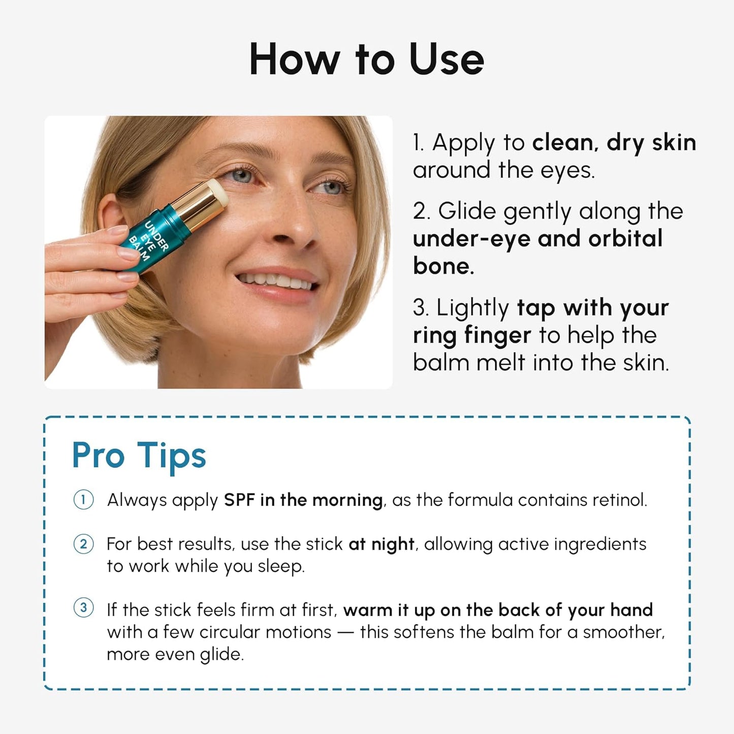 Under Eye Balm Stick - Retinol & Ceramide Complex for Dark Circles | Anti-Wrinkle Hydrating Skincare