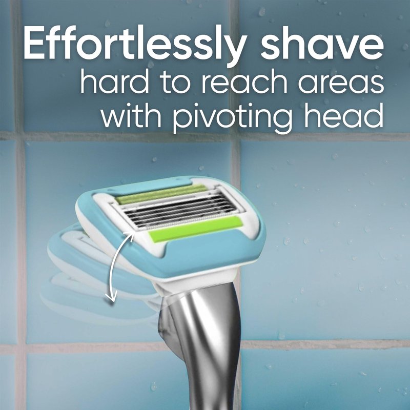 Gillette Venus Extra Smooth Razor for Women, Includes 1 Reusable Razor Handle + 4 count 5-Bladed Razor Refills, Women's Razor with Durable Metal Handle and Shower Holder
