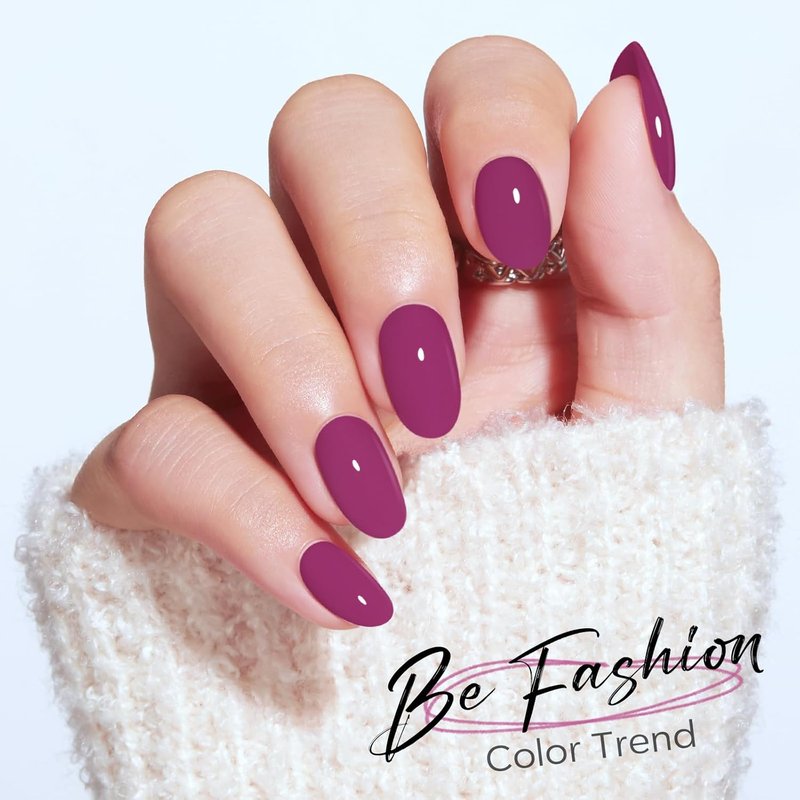 Plum Oval Press-On Nails Kit - 32 Pcs Fake Nails with Glue, File & Prep Pad | Perfect Spring Gift for Women